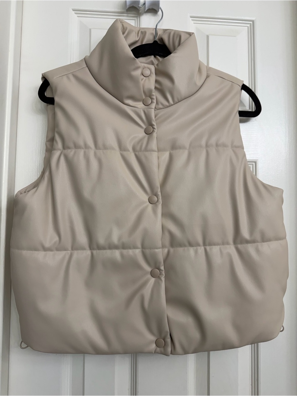 7128 No Boundaries Cream Puffer Vest with High Collar